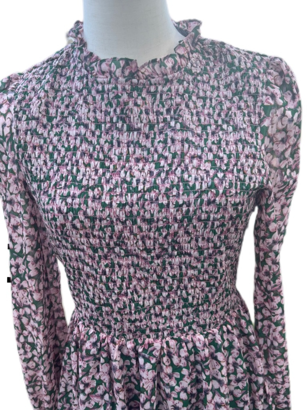 NWT Lulus Floral Forever Smocked Skater Dress - Pink & Green - Size M - Picture 3 of 12